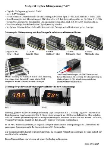 Euromodellbahn 1002 Digitale Gleisspannung Meßgerät gelb