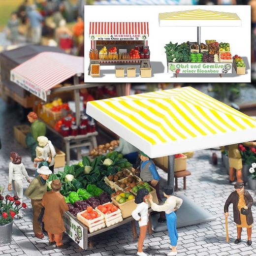 Busch 1071 Marktstand Obst, Honig H0 (Spur H0)