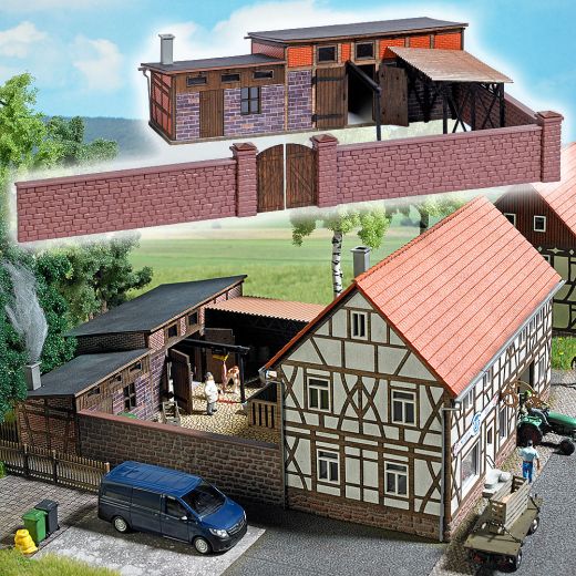 Busch 1531 Hinterhofgebäude Schlacht. H0 (Spur H0)