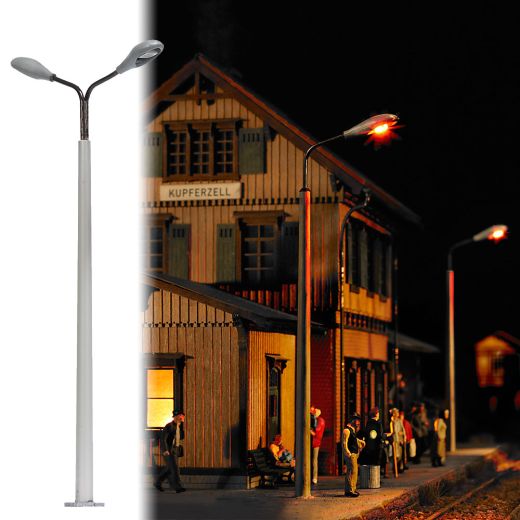 Busch 4138 Betonmast mit 2 Lampen H0 (Spur H0)