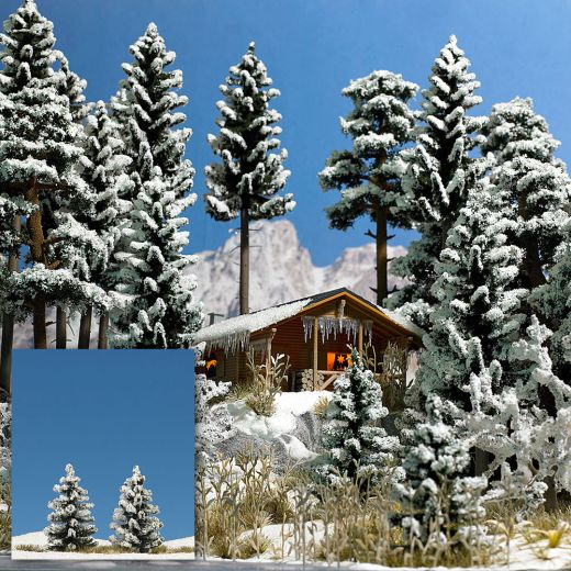 Busch 6151 2 Schnee-Fichten, 55 mm (Spur H0)