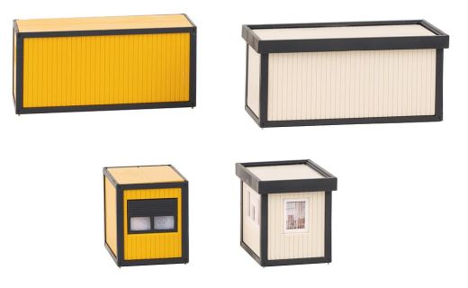 Faller 130136 4 Baucontainer, gelb-schwarz (Spur H0)