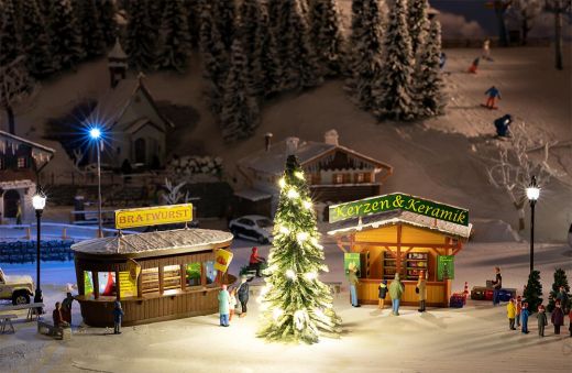Faller 134002 2 Weihnachtsmarktbuden mit be (Spur H0)