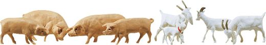 Faller 154008 8 Ziegen + 7 Schweine (Spur H0)