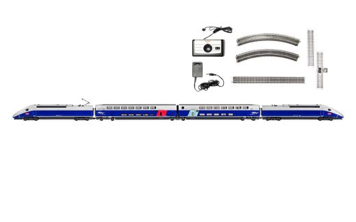Hornby HJ1061 Starterset TGV Duplex, blau/grau,Regler (Spur H0)