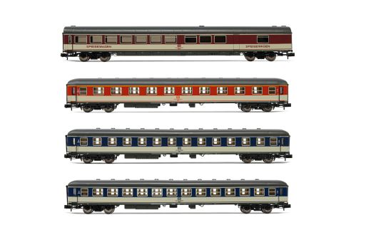 Hornby HN4298 DB, 4er-Set Reisezugwagen, Popfarben, (Spur N)