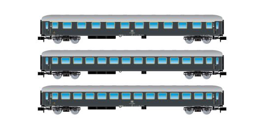 Hornby HN4316 FS, 3er-Set Reisezugwg., Typ UIC-X 1964 (Spur N)