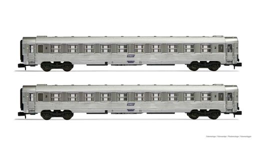 Hornby HN4337 SNCF, 2er-Set DEV Inox Wagen, (Spur N)