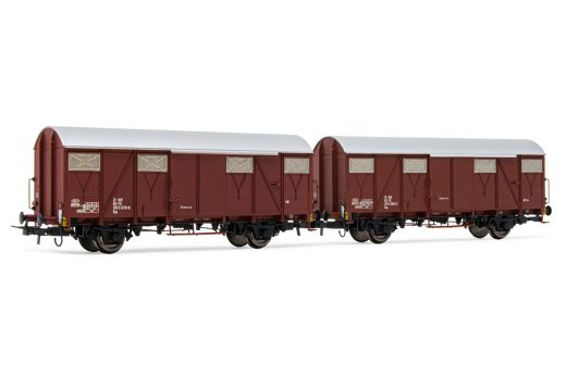 Hornby HR6505 FS, 2er-Set ged.Güterwg.Gs,flache Wände (Spur H0)