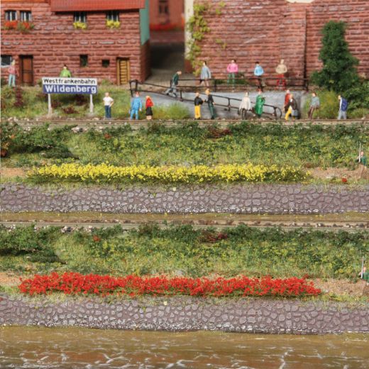 Heki 1814 10 Grasstreifen gelb-rot, 100 (Spur H0)