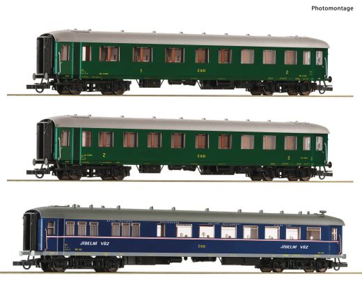 Roco 6200036 3er Set Schnellzugwag. CSD #1 (Spur H0)