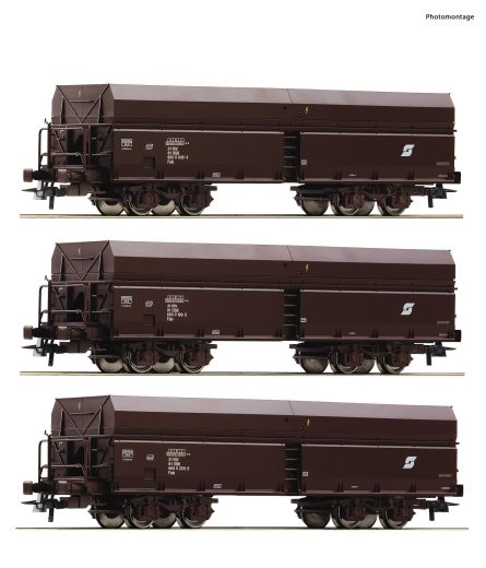 Roco 6600071 3er Set Selbstentladewag. OBB (Spur H0)