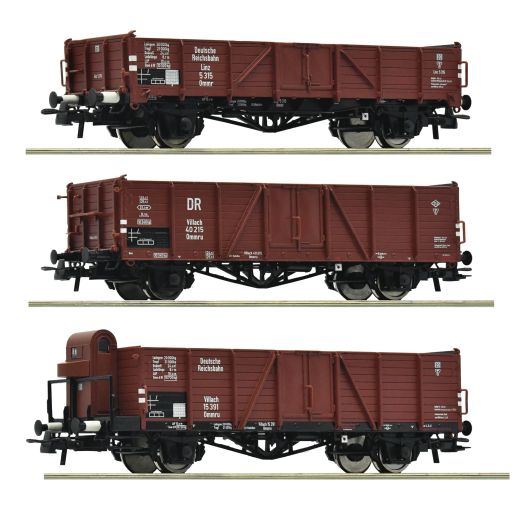 Roco 6600102 3er Set offene Guterag. DRB (Spur H0)