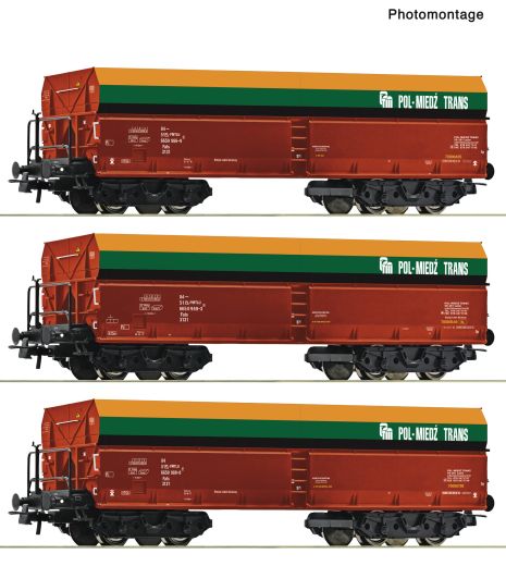 Roco 6600218 3er Set Selbstentladewagen PO (Spur H0)