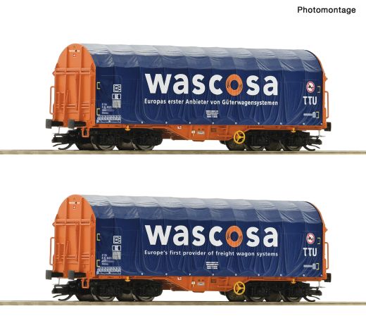 Roco 6680006 2er Set Schiebeplanenwag. Was (Spur TT)