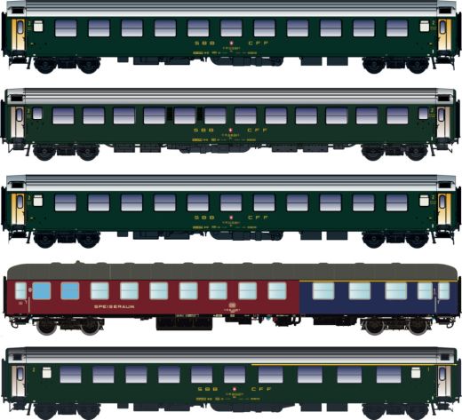 Lemke LS97032 5er Set Personenwagen DB/SBB, (Spur H0)