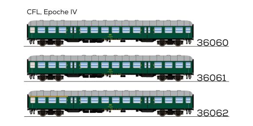 ESU 36060 n-Wagen, H0, B, 2. Kl, CFL Ep (Spur H0)