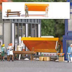 Busch 1821 Marktstand Aufbau H0 (Spur H0)